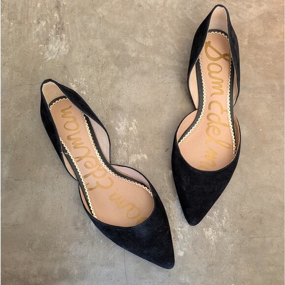 Sam Edelman Rodney d'Orsay Black Suede Leather Pointed Toe Flats, size 9 - Picture 1 of 6